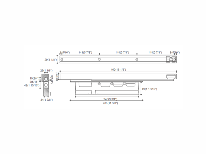 ANSI Concealed Door Closer