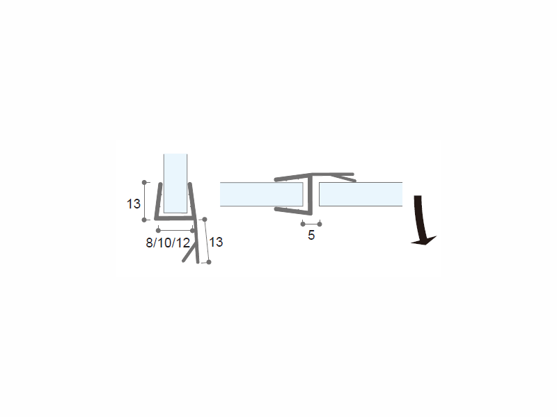 180° Side Glass Door Seal